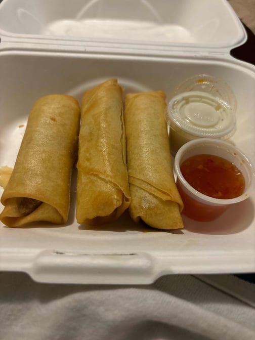 Crispy Steak Spring Rolls.