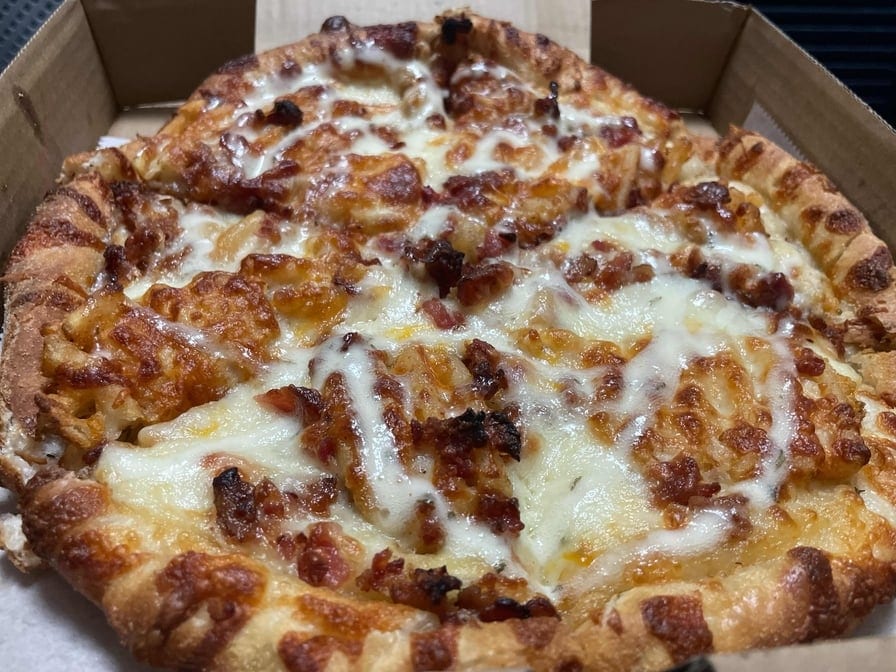 Loaded Waffle Fry Pizza.