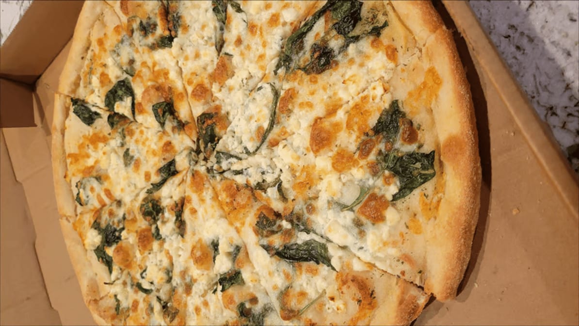 Spinach & Feta White Pizza.